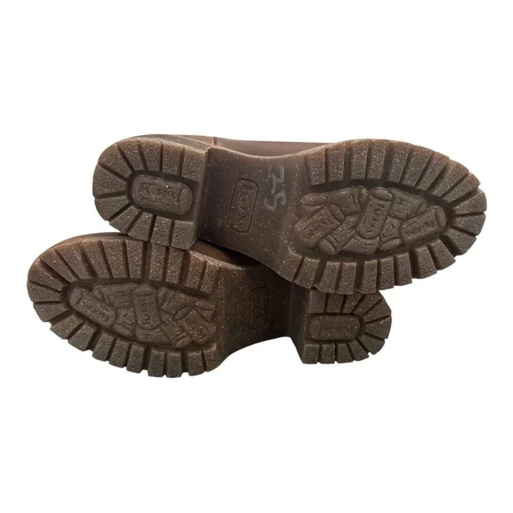 Korks Elsie Ankle Chunky Heeled Dark Brown Booties Women Size 6.5
